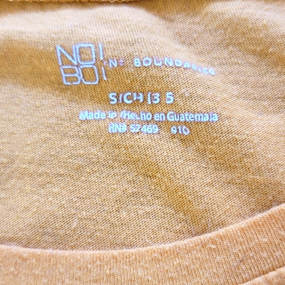 No Boundaries Small Mustard Yellow Cotton T-shirt S - Picture 3 of 3